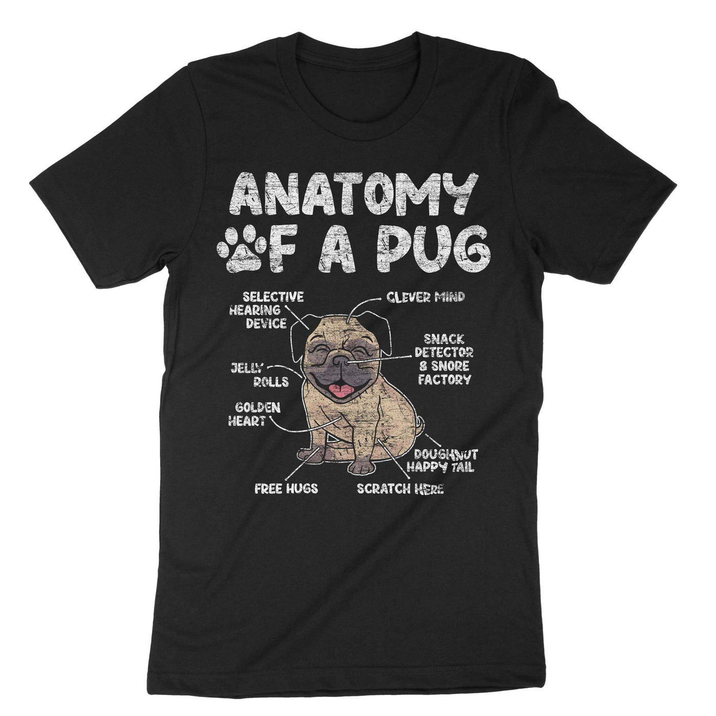 Black Anatomy Of A Pug T-Shirt#color_black