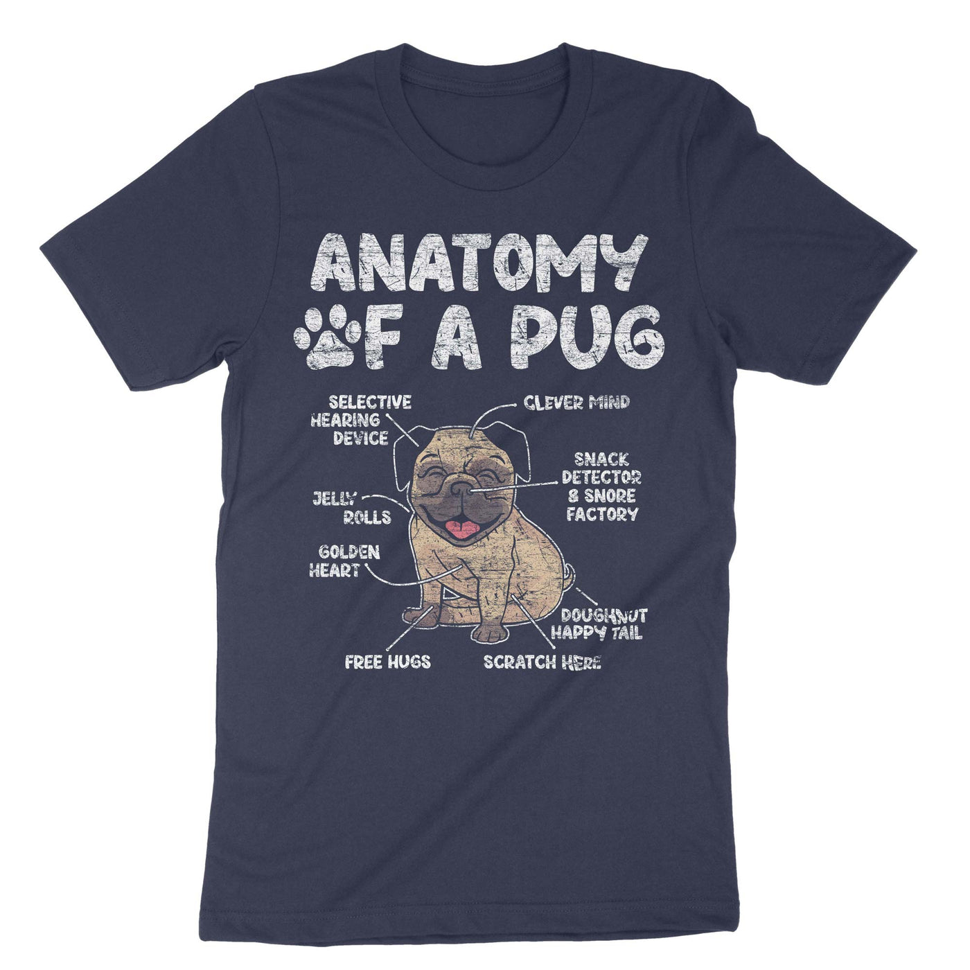 Navy Anatomy Of A Pug T-Shirt#color_navy