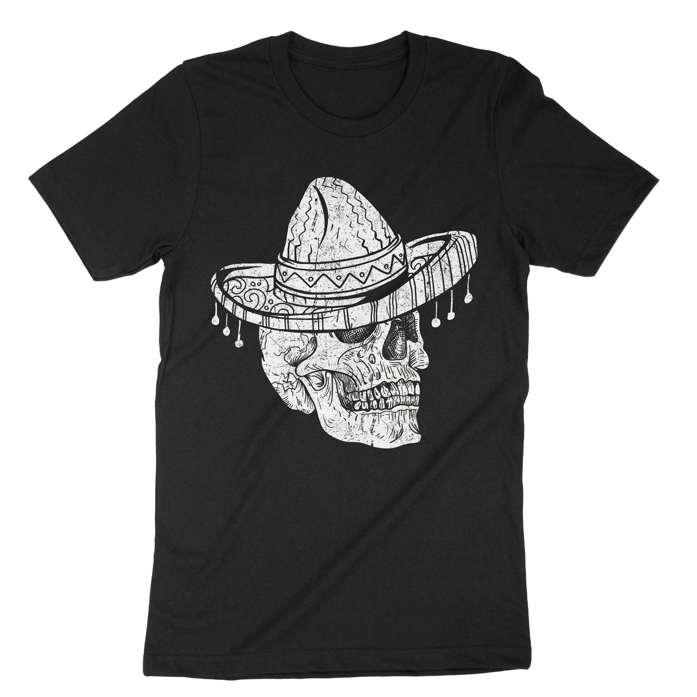 Black Cinco De Mayo Skull T-Shirt#color_black