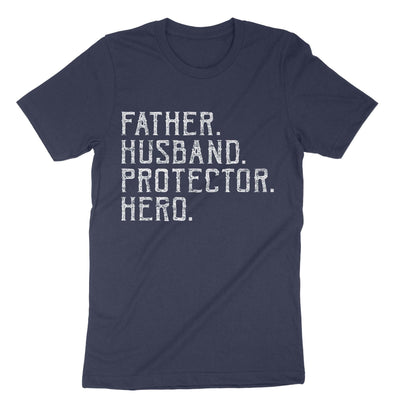 Navy Father Husband Protector Hero T-Shirt#color_navy