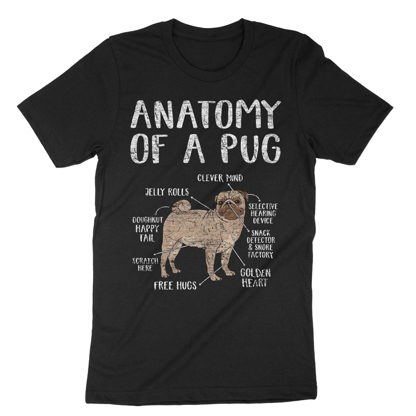 Black Anatomy Of A Pug T-Shirt#color_black