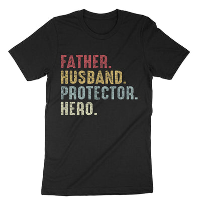 Black Father Husband Protector Hero T-Shirt#color_black