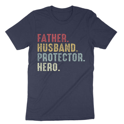 Navy Father Husband Protector Hero T-Shirt#color_navy