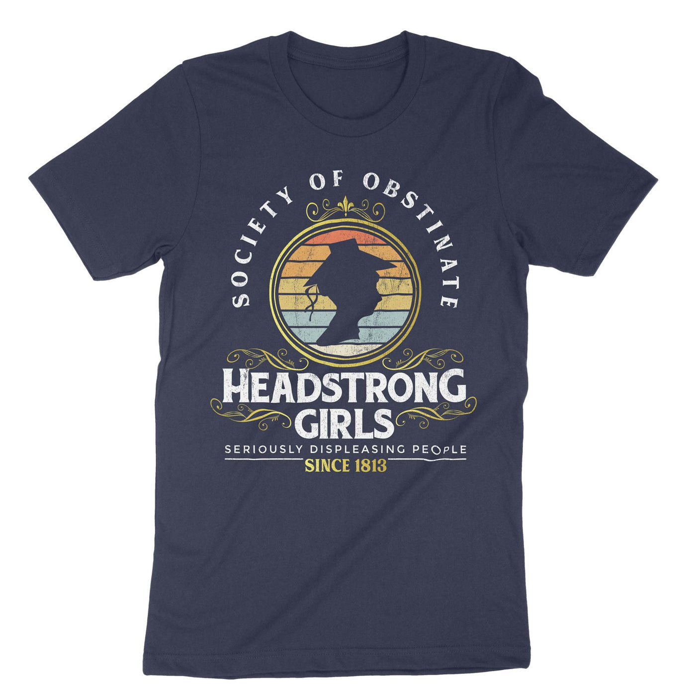 Navy Society Of Obstinate Headstrong Girls Jane Austen T-Shirt#color_navy
