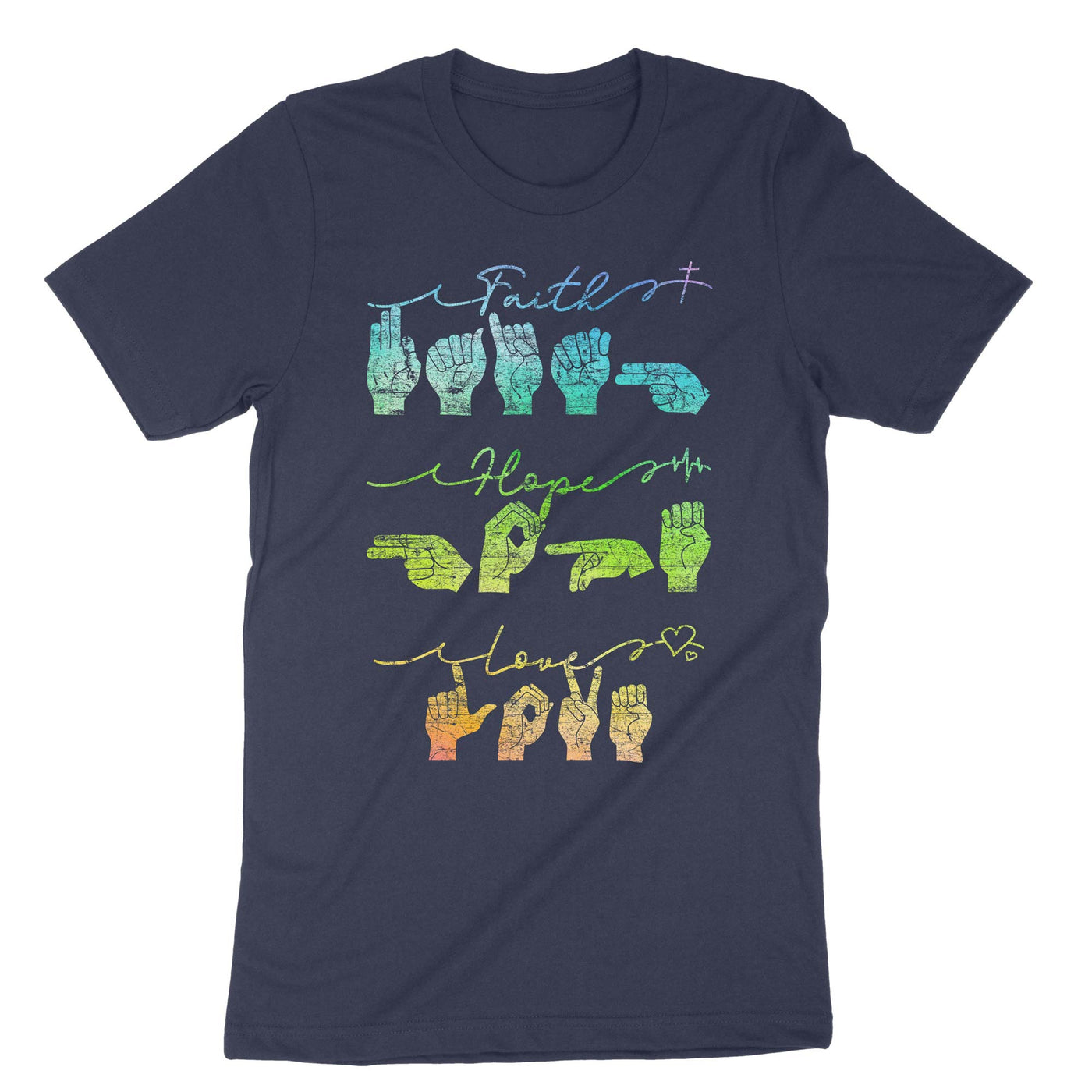 Navy Faith Hope Love T-Shirt#color_navy