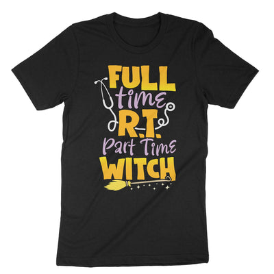Black Full Time Rt Part Time Witch Respiratory Therapist T-Shirt#color_black