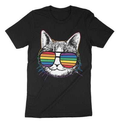 Black Lgbt Cat Sunglasses T-Shirt#color_black