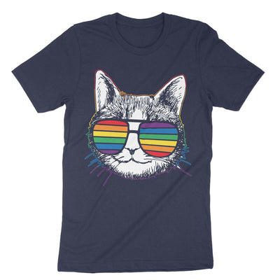 Navy Lgbt Cat Sunglasses T-Shirt#color_navy