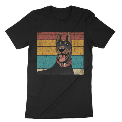 Black Retro Vintage Doberman Pinscher T-Shirt#color_black