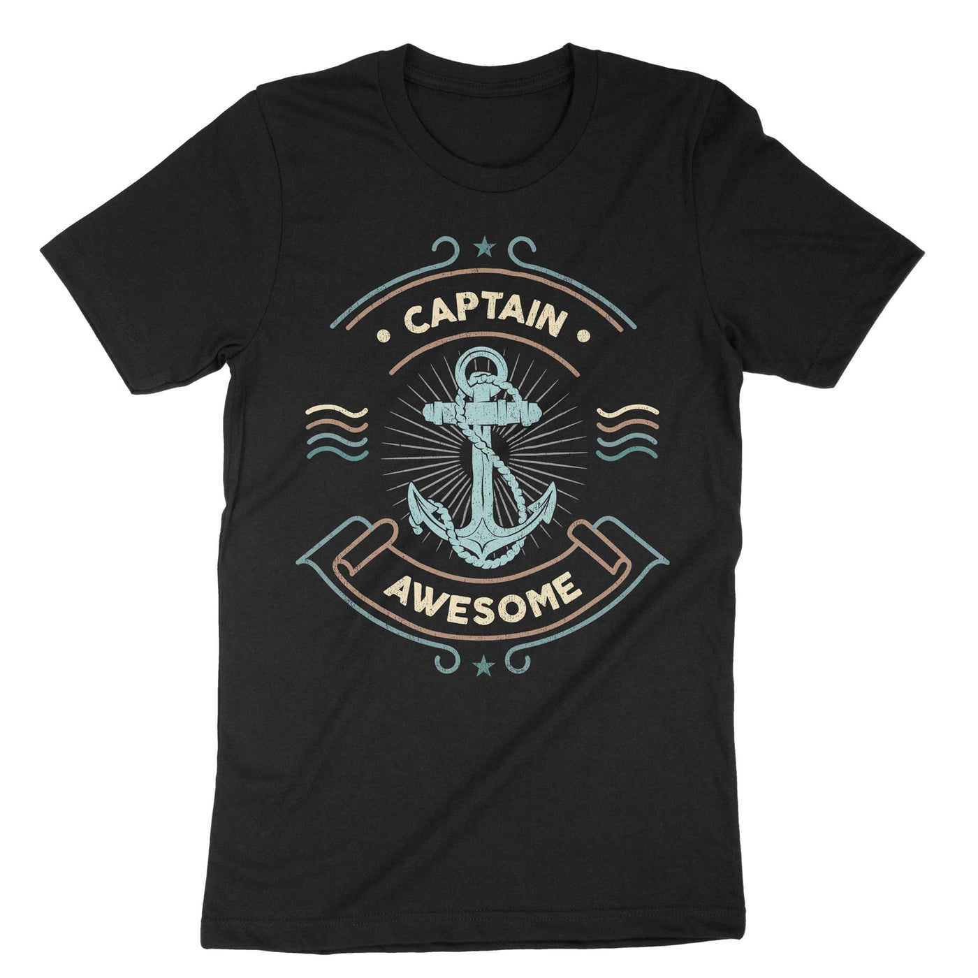 Black Captain Awesome Sailing T-Shirt#color_black