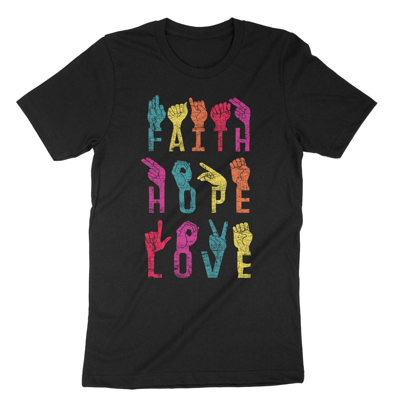 Black Faith Hope Love T-Shirt#color_black