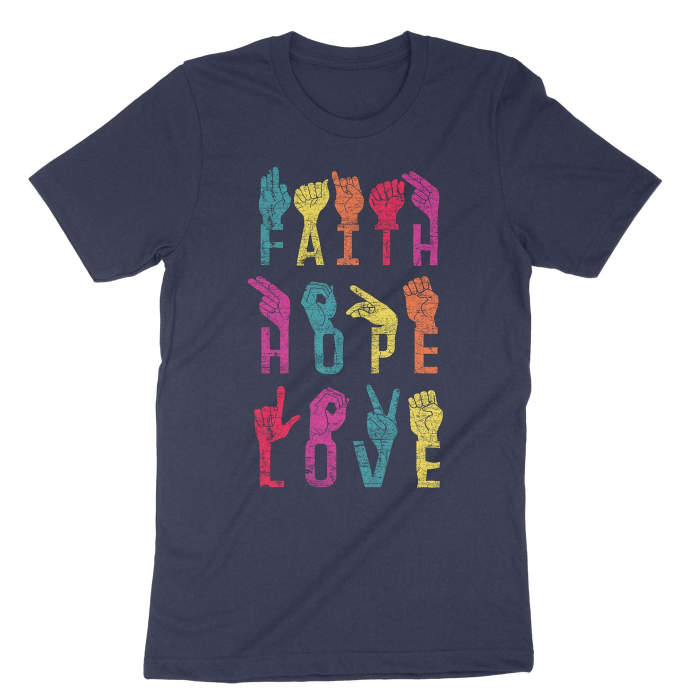 Navy Faith Hope Love T-Shirt#color_navy