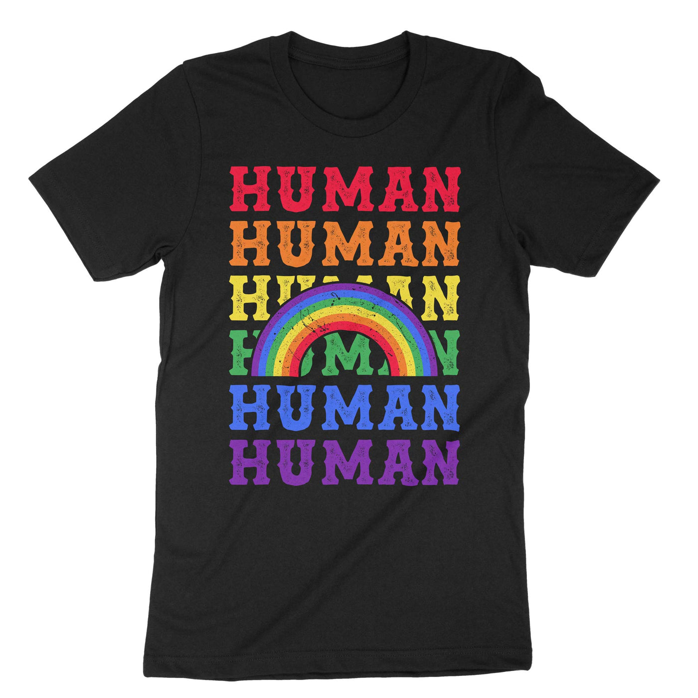 Black Lgbt Human Rainbow T-Shirt#color_black
