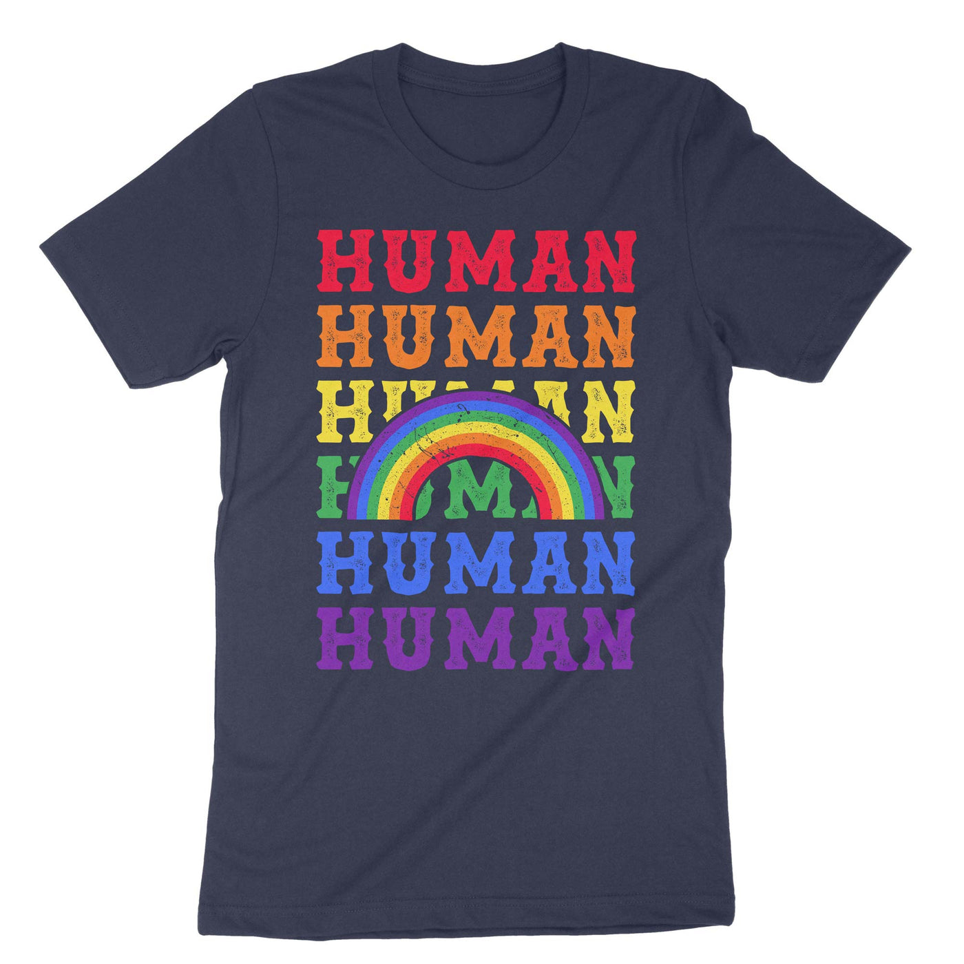Navy Lgbt Human Rainbow T-Shirt#color_navy
