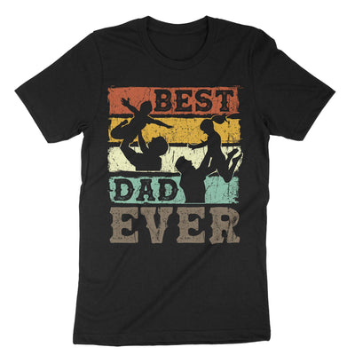 Black Best Dad Retro T-Shirt#color_black