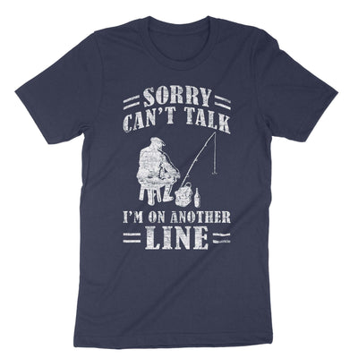 Navy Sorry Can't Talk I'm On Another Line T-Shirt#color_navy