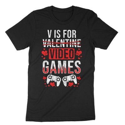 Black V Is For Valentine T-Shirt#color_black