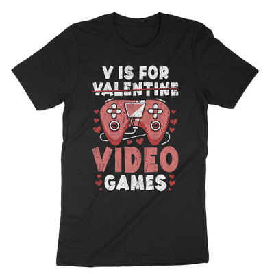 Black V Is For Valentine T-Shirt#color_black