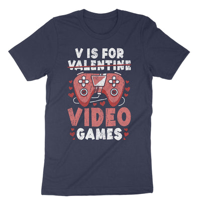 Navy V Is For Valentine T-Shirt#color_navy