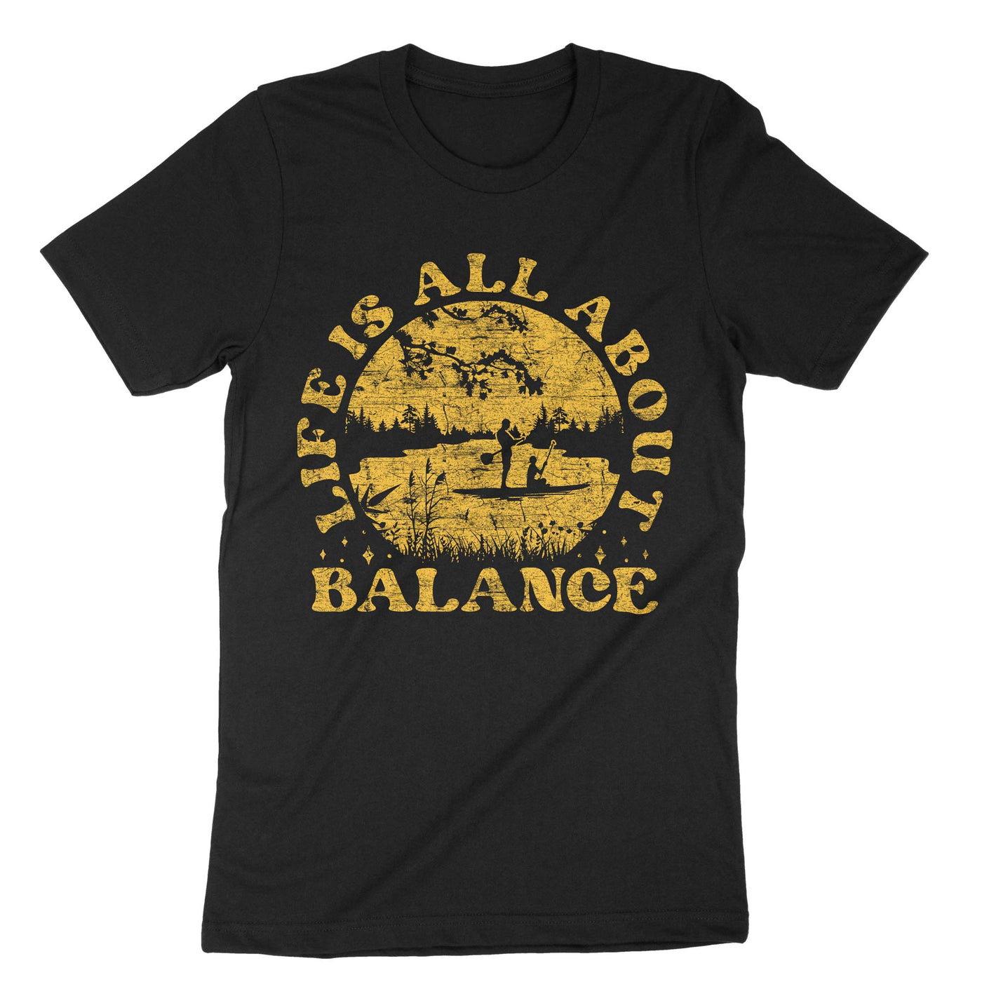 Black Paddleboarder Life Is All About Balance T-Shirt#color_black