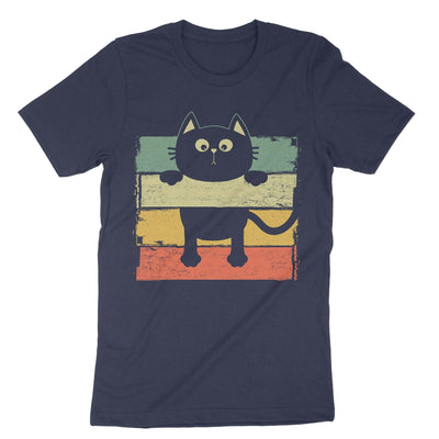 Navy Retro Vintage Hanging Cat T-Shirt#color_navy