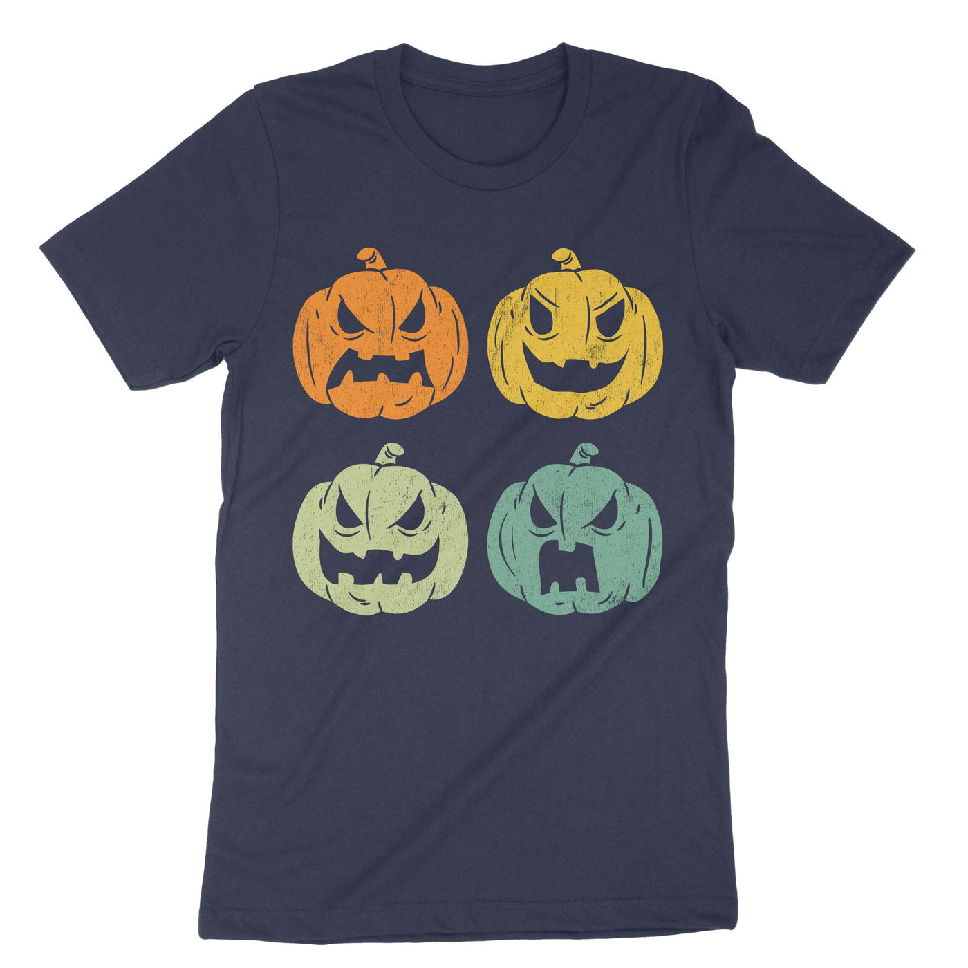 Navy Vintage Halloween Pumpkins T-Shirt#color_navy