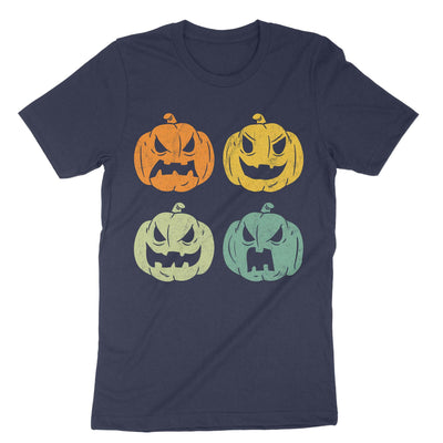 Navy Vintage Halloween Pumpkins T-Shirt#color_navy