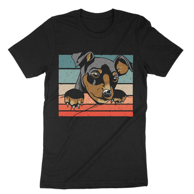 Black Retro Vintage Puppy Doberman Pinscher T-Shirt#color_black