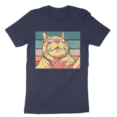 Navy Retro Vintage Selfie Cat T-Shirt#color_navy