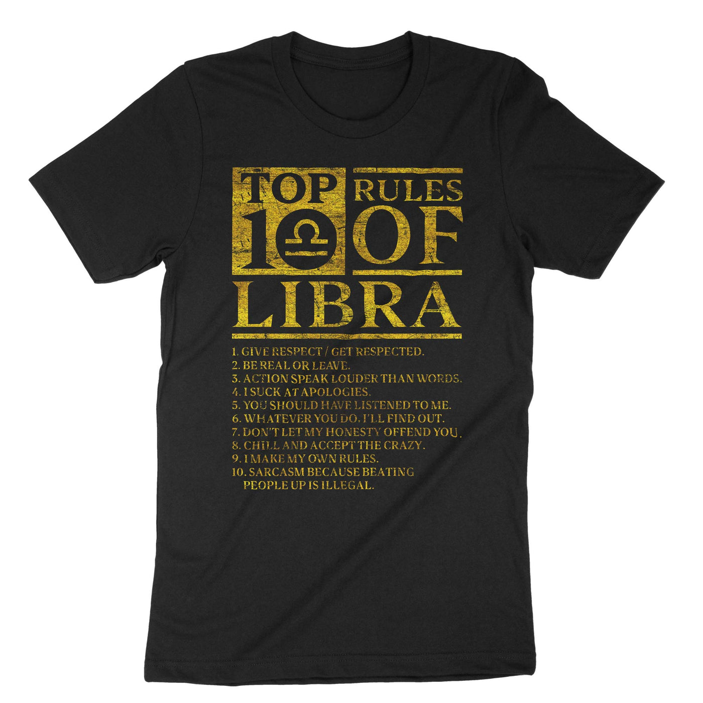 Black Top 10 Rules Of Libra Zodiac T-Shirt#color_black