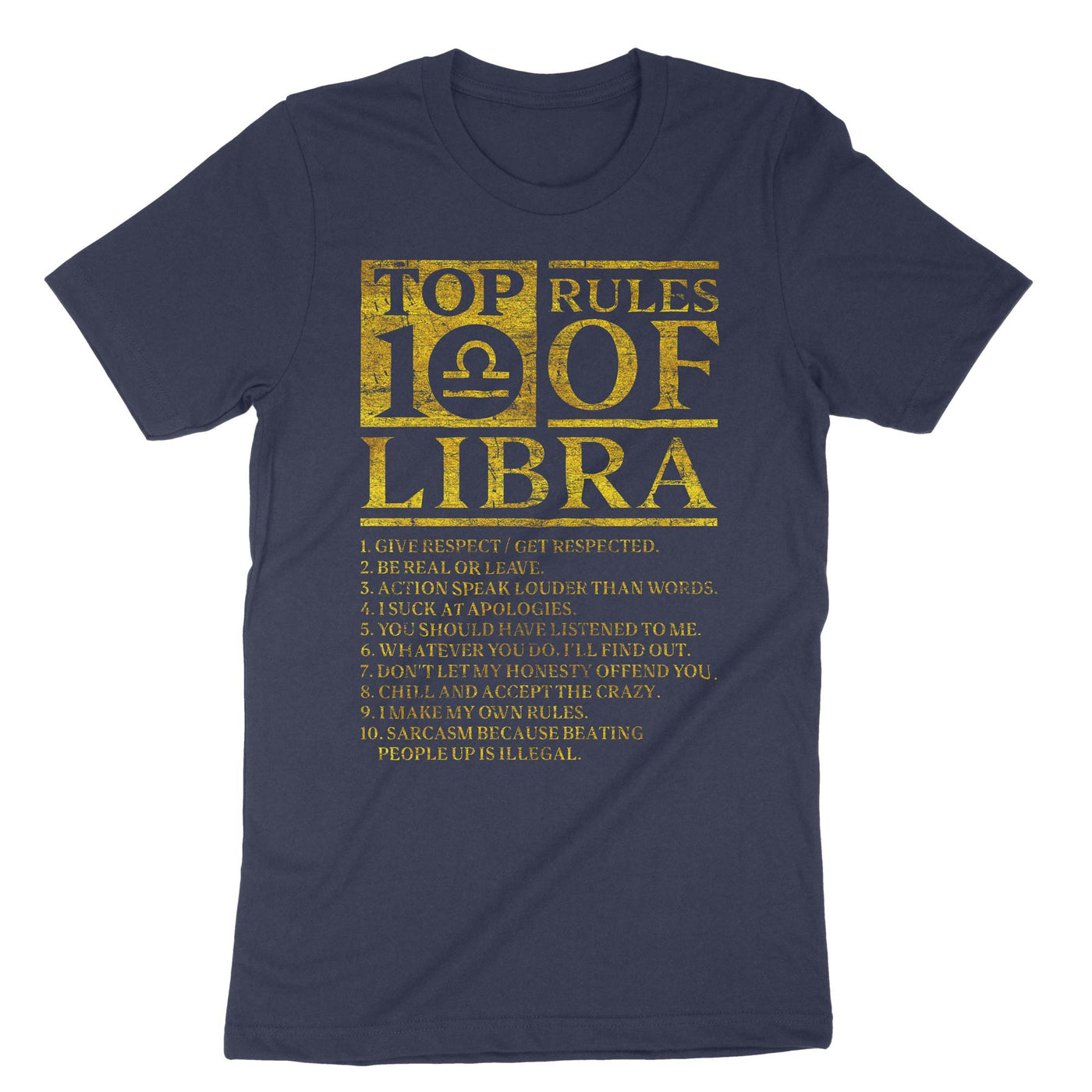 Navy Top 10 Rules Of Libra Zodiac T-Shirt#color_navy