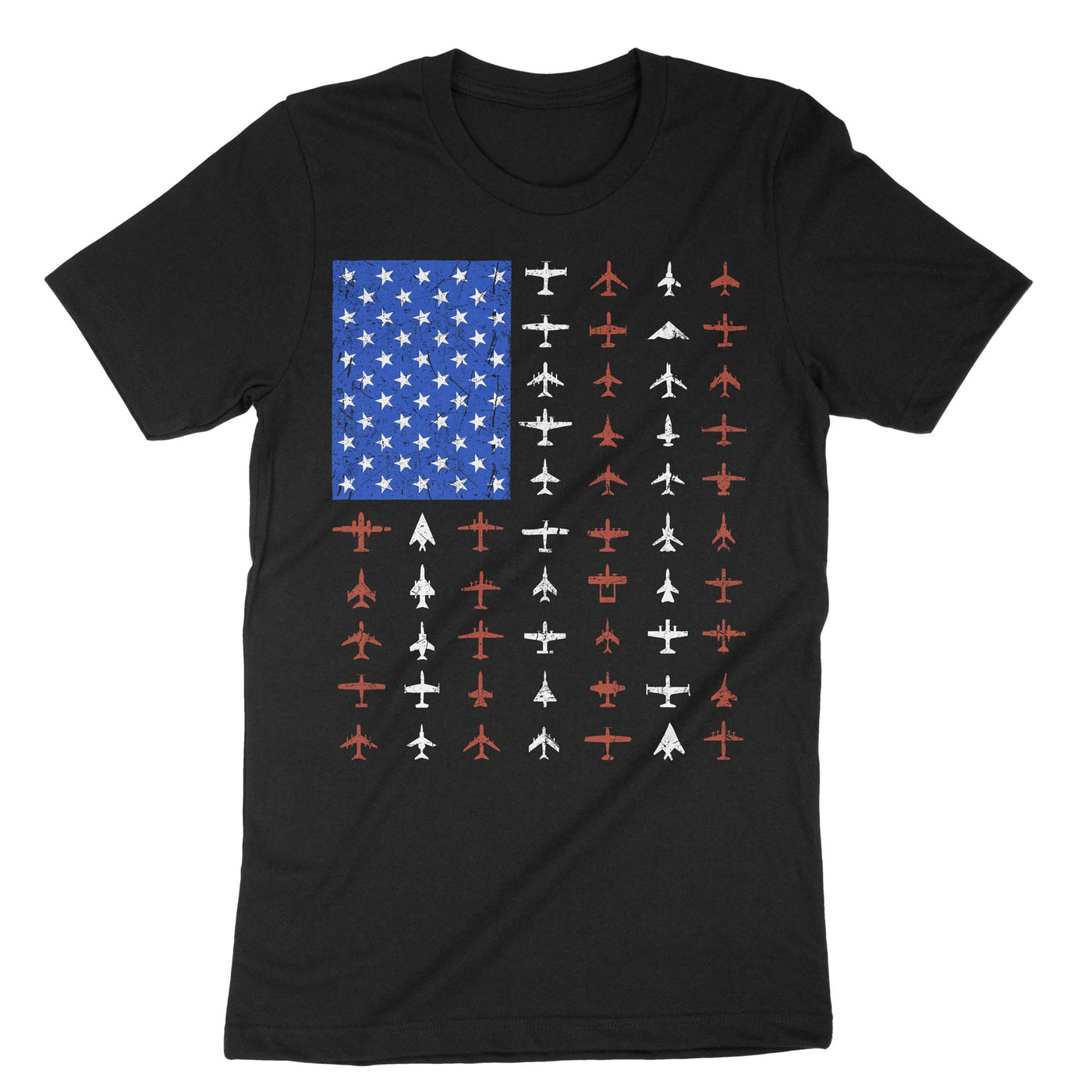 Black Usa Airplane T-Shirt#color_black