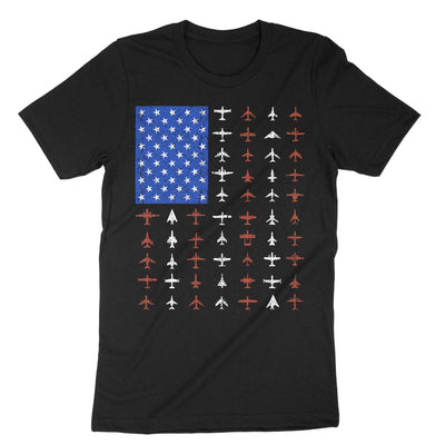 Black Usa Airplane T-Shirt#color_black