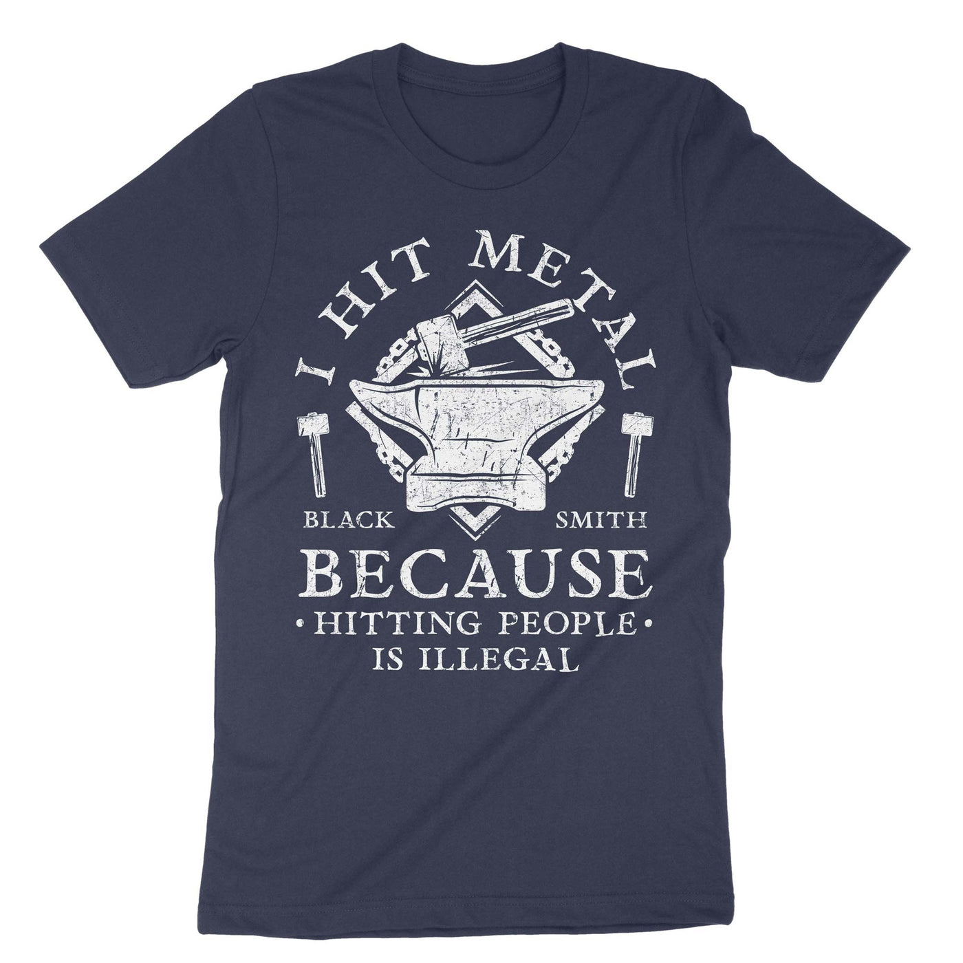 Navy I Hit Metal Because Hitting People Is Illegal T-Shirt#color_navy
