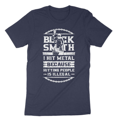 Navy I Hit Metal Because Hitting People Is Illegal T-Shirt#color_navy