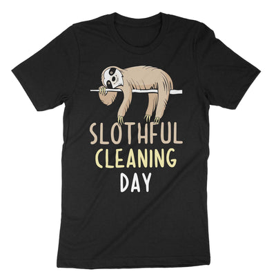 Black Slothful Cleaning Day T-Shirt#color_black