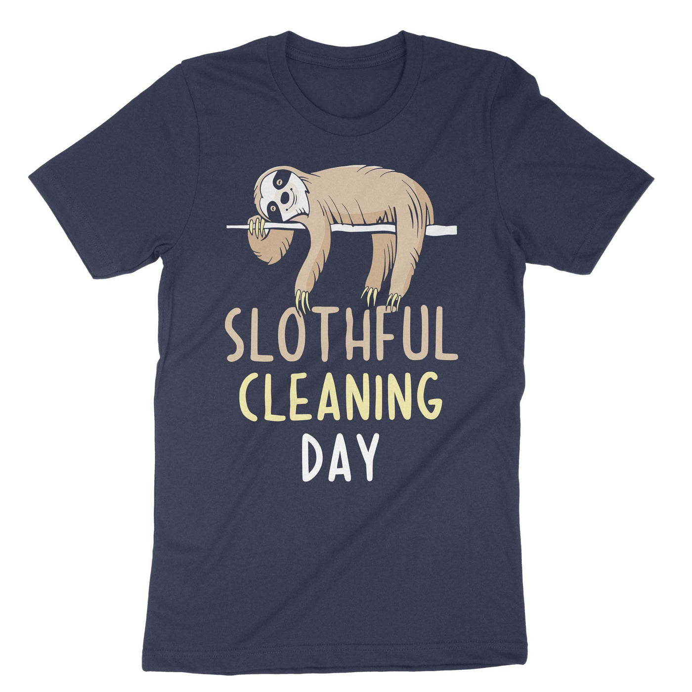 Navy Slothful Cleaning Day T-Shirt#color_navy