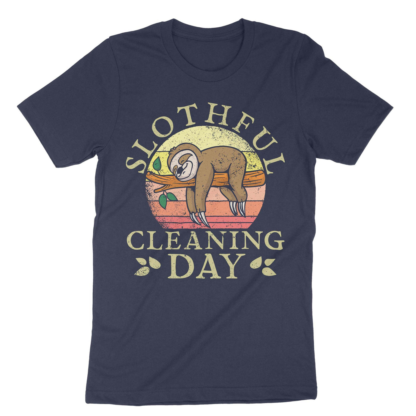 Navy Slothful Cleaning Day T-Shirt#color_navy
