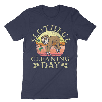 Navy Slothful Cleaning Day T-Shirt#color_navy