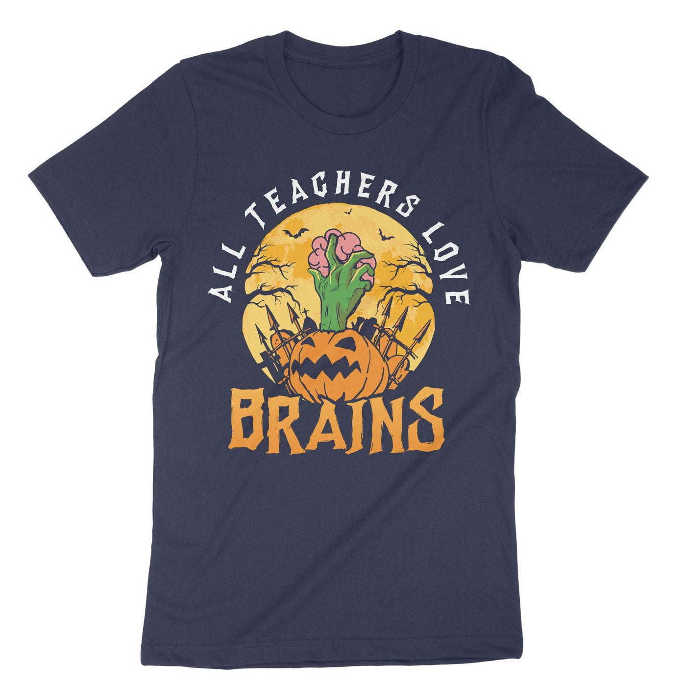 Navy All Teachers Love Brains T-Shirt#color_navy