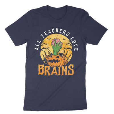 Navy All Teachers Love Brains T-Shirt#color_navy