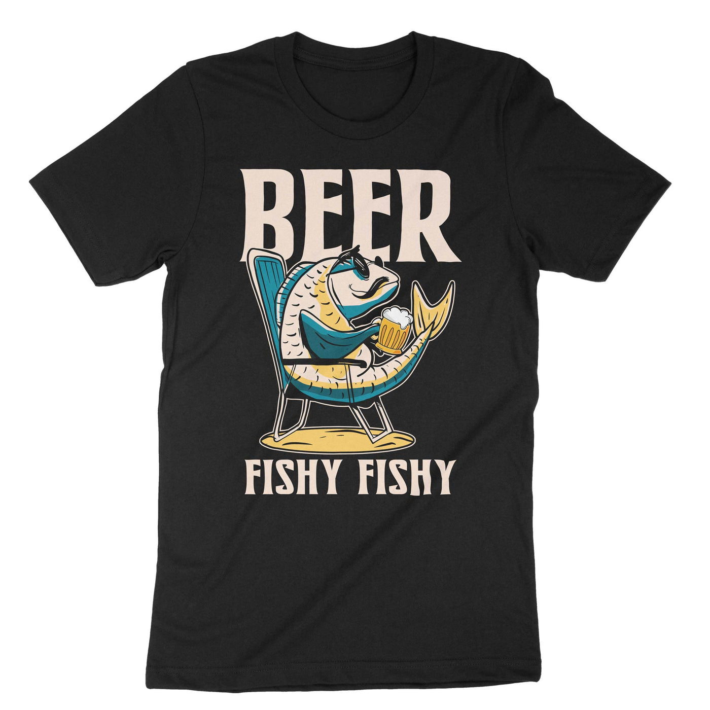 Black Beer Fishy Fishy T-Shirt#color_black