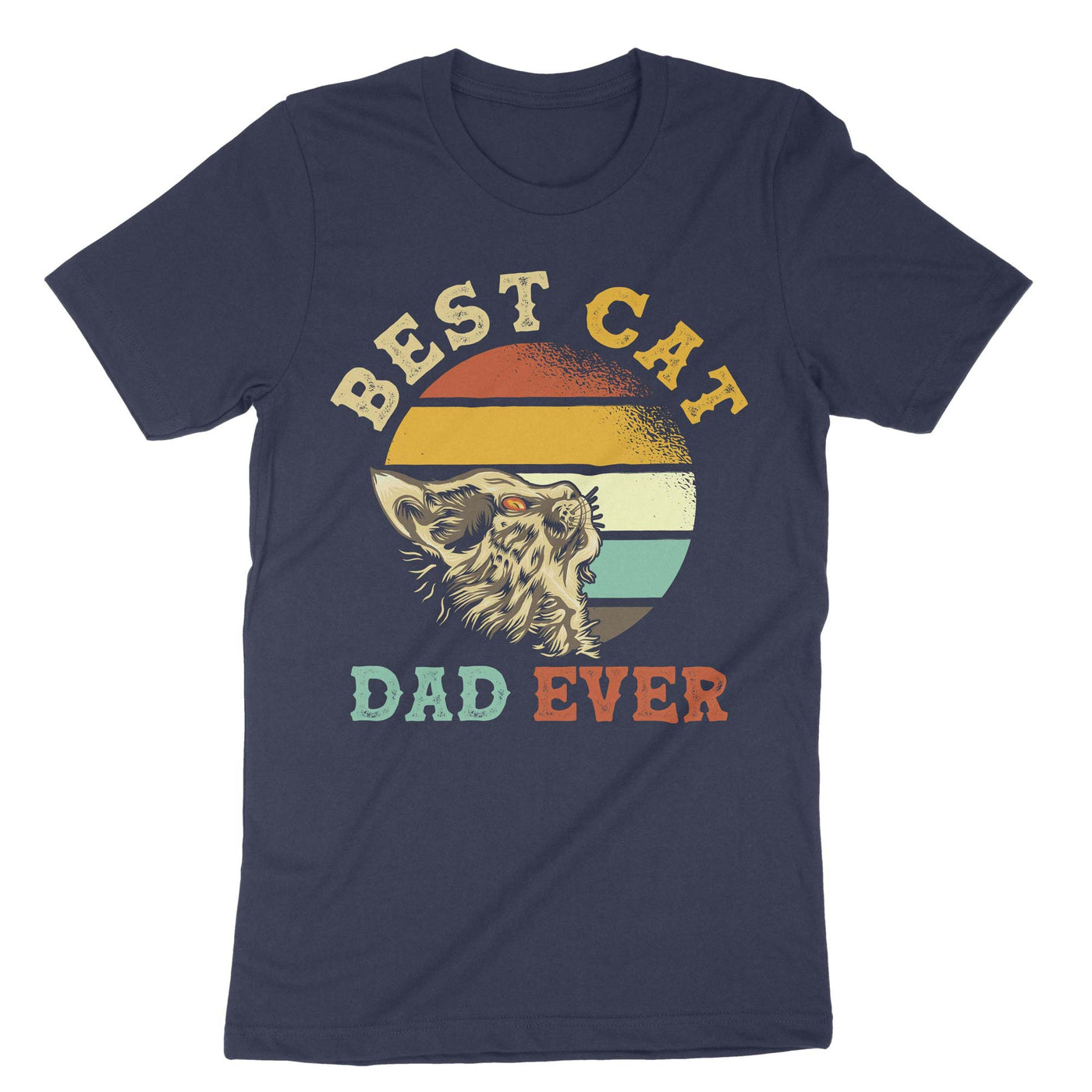 Navy Cat Dad T-Shirt#color_navy