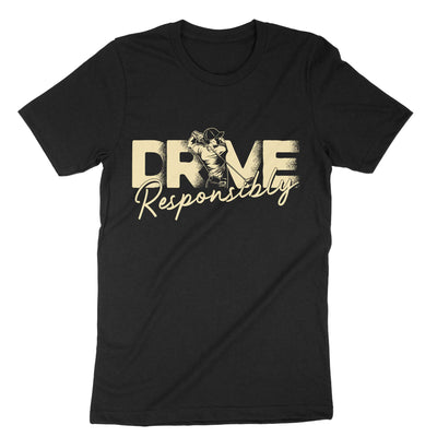 Black Golf Drive Responsibly T-Shirt#color_black