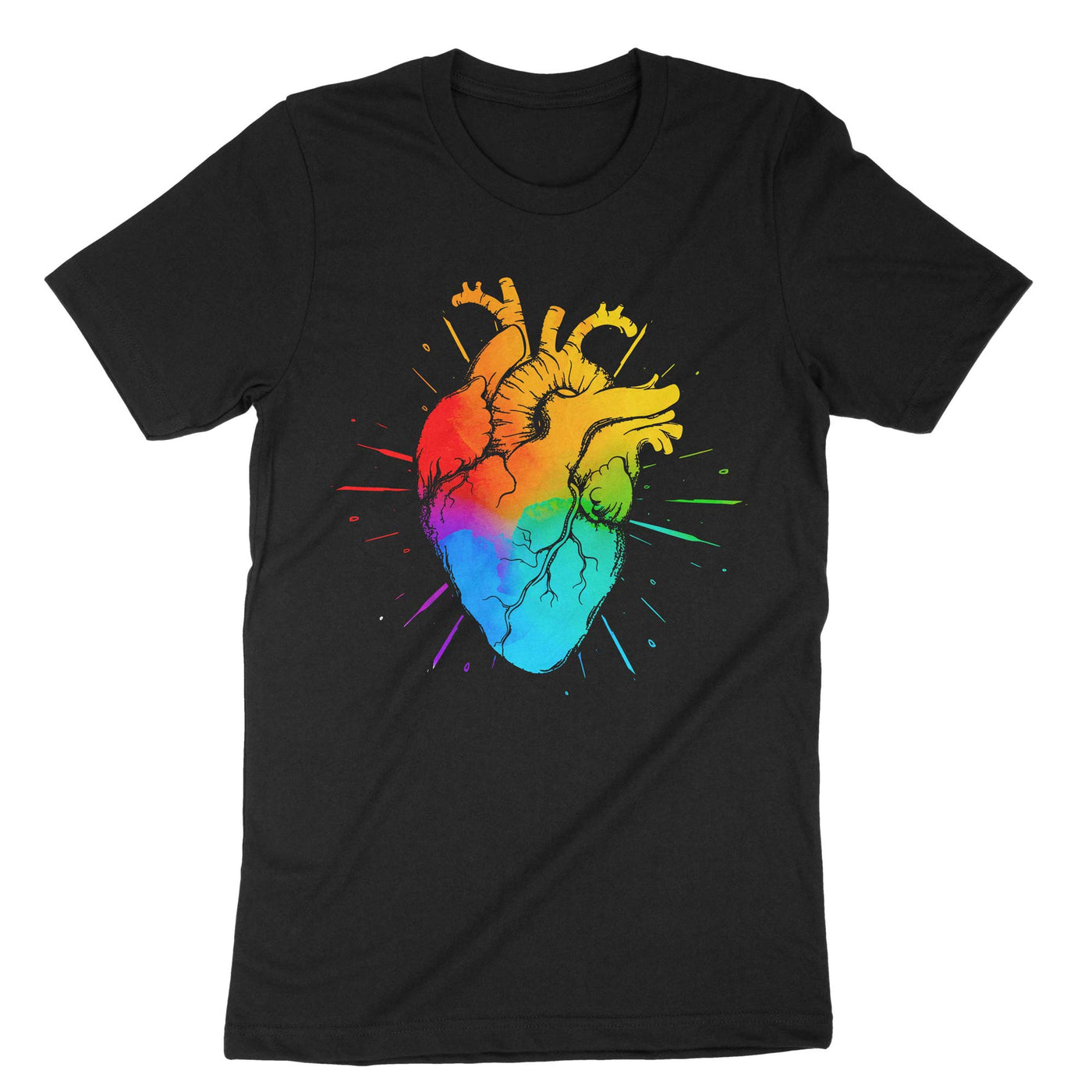 Black Lgbt Rainbow Heart T-Shirt#color_black