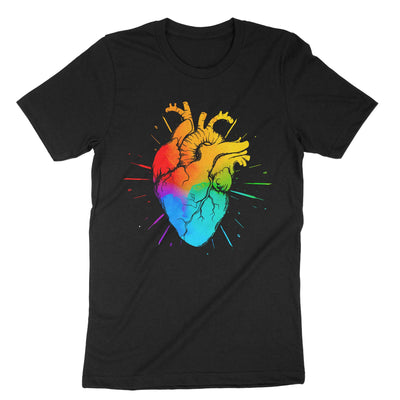 Black Lgbt Rainbow Heart T-Shirt#color_black