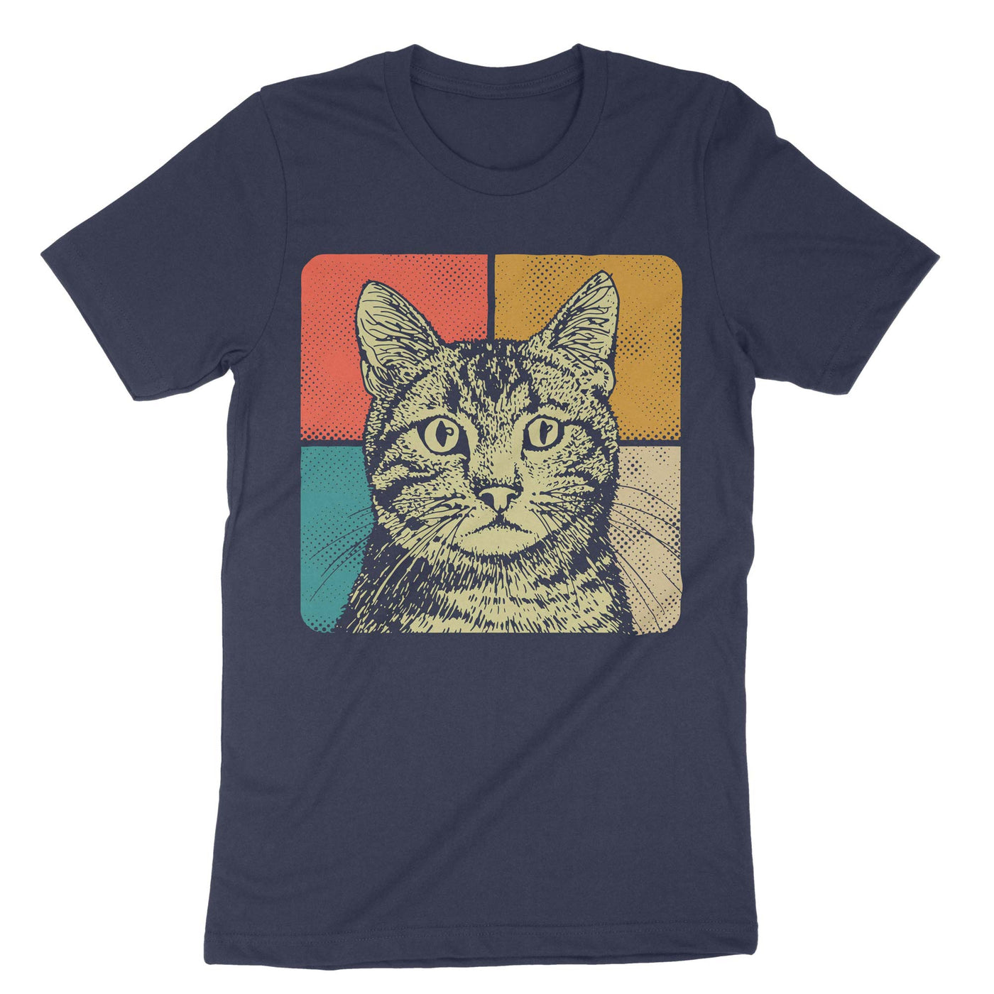 Navy Retro Vintage Cute Cat T-Shirt#color_navy