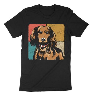 Black Retro Vintage Dachshund T-Shirt#color_black