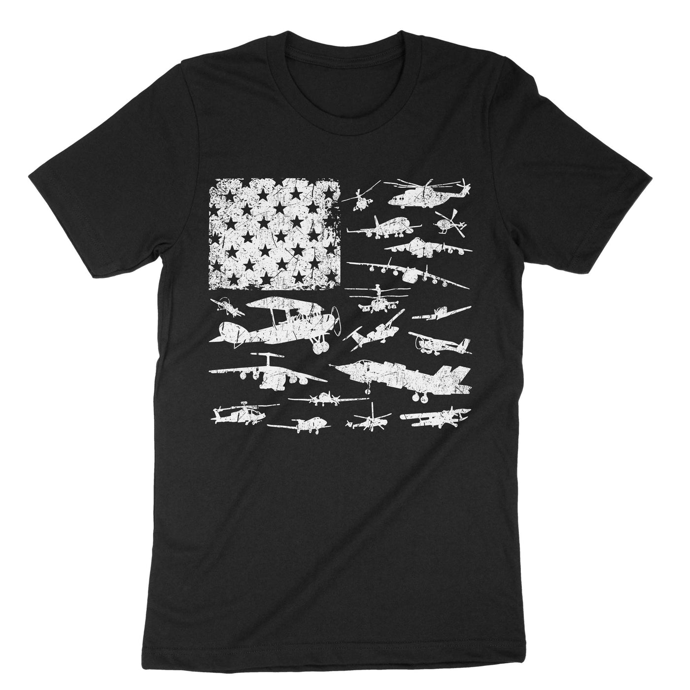 Black Usa Airplane T-Shirt#color_black