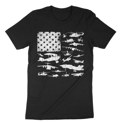 Black Usa Airplane T-Shirt#color_black